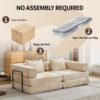 Convertible Floor Sofa Bed With Fixed Shape Frame, Loveseats Boneless Modular Sectional, For Living Room - Beige - Image 11