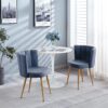 Modern Haze Dining Chair With Iron Tube Wood Legs, Shorthair Cushions And Comfortable Backrest, Suitable For Dining Room, Living Room, Cafe, Simple Structure (Set of 2) - Blue - Image 5