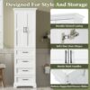 Bathroom Vanity With 2 Damping Hinge Doors, 3 Drawers, Adjustable Shelves - White - Image 6