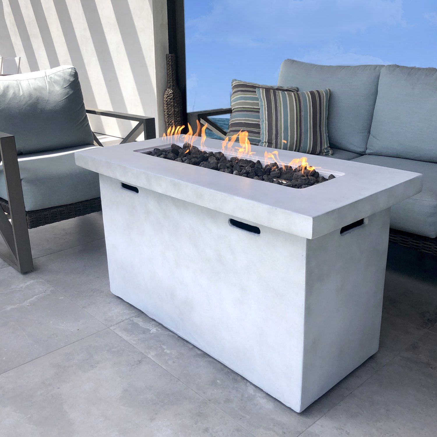 Reinforced - Propane Outdoor Fire Pit Table - Gray - Image 2
