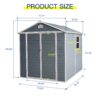 6X8Ft Resin Outdoor Storage Shed Kit-Perfect To Store Patio Furniture - Gray - Image 9
