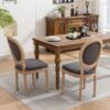 French Style Solid Wood Frame Antique Painting Linen Fabric Back Dining Chair (Set of 2) - Dark Gray - Image 14