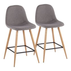 Pebble - Mid-Century Modern Counter Stool (Set of 2) - Natural / Charcoal