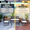 Outdoor Interlocking Deck Tiles With Striped Pattern For Patio And Balcony - Brown - Image 10