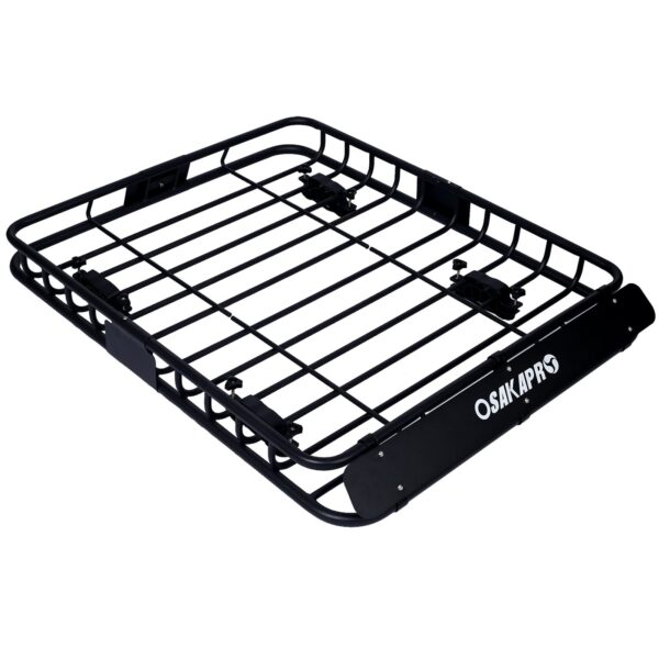 Motoring Rooftop Cargo Carrier Basket Steel 42" Universal Fit Roof Rack - Black