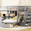 Full Over Twin Bunk Bed With Desk, Drawers And Shelves - Gray - Image 15