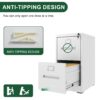 Premium 2 Drawer File Cabinet With Lock, Metal Vertical Design, A4 Legal / Letter Size, Steel, Compact Dimensions - White - Image 8