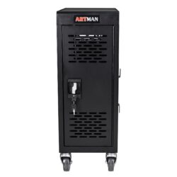 16 Bay Mobile School Charging Cart Station For Chromebook, Tablet And Laptop Computer With Power Strip Included - Black