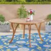 Hermosa - Outdoor Acacia Wood Table Circular Design - Teak - Image 5