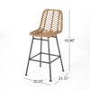 Outdoor Wicker Barstool With Thin Angled Legs (Set of 2) - Light Brown - Image 3