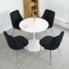 Modern Velvet Dining Chair With Chrome Metal Legs For Home And Office (Set of 4) - Black - Image 10