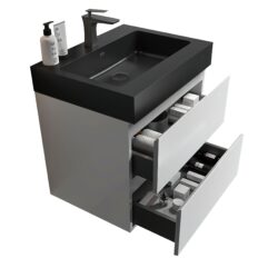 Alice - 24" Bathroom Vanity With Sink, Large Storage Wall Mounted Floating Bathroom Vanity For Modern Bathroom, One-Piece Black Sink Basin Without Drain And Faucet - White / Black
