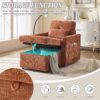 Multifunctional Chenille Recliner Sofa With Storage And Phone Bracket For Living Room Or Bedroom - Orange - Image 7