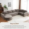 Oversized Modular Sofa Cloud Sectional Sofa Set Upholstered Couches U - Shaped Sofa With Deep Seat For Living Room - Brown - Image 7