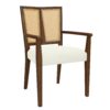 Mid Century Modern Arm Dining Chair (Set of 2) With Rattan Backrest - Beige / Walnut - Image 5