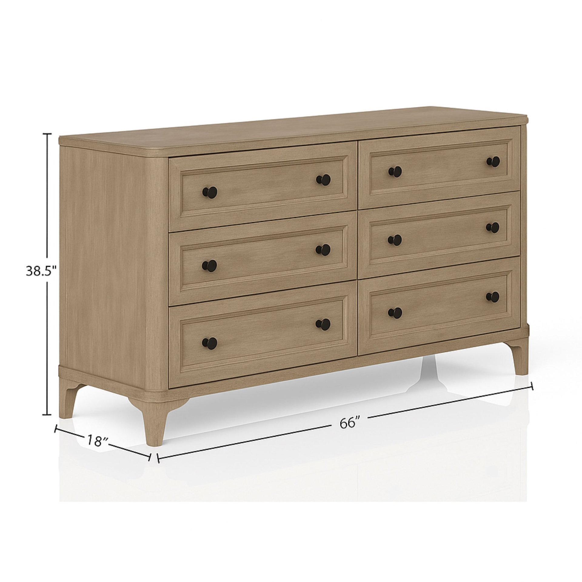 Modern 6 Drawer Dresser - Sand - Image 3