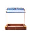 Kids Sandbox With Cover, Sand Box With Adjustable Canopy, Large Outdoor Cedar Sandpit For Backyard Play - Reddish Brown - Image 11