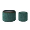 Classic Style 2 Piece Round Chenille Storage Ottoman Set With Drum Shaped Stool, Desktop - Dark Green - Image 14