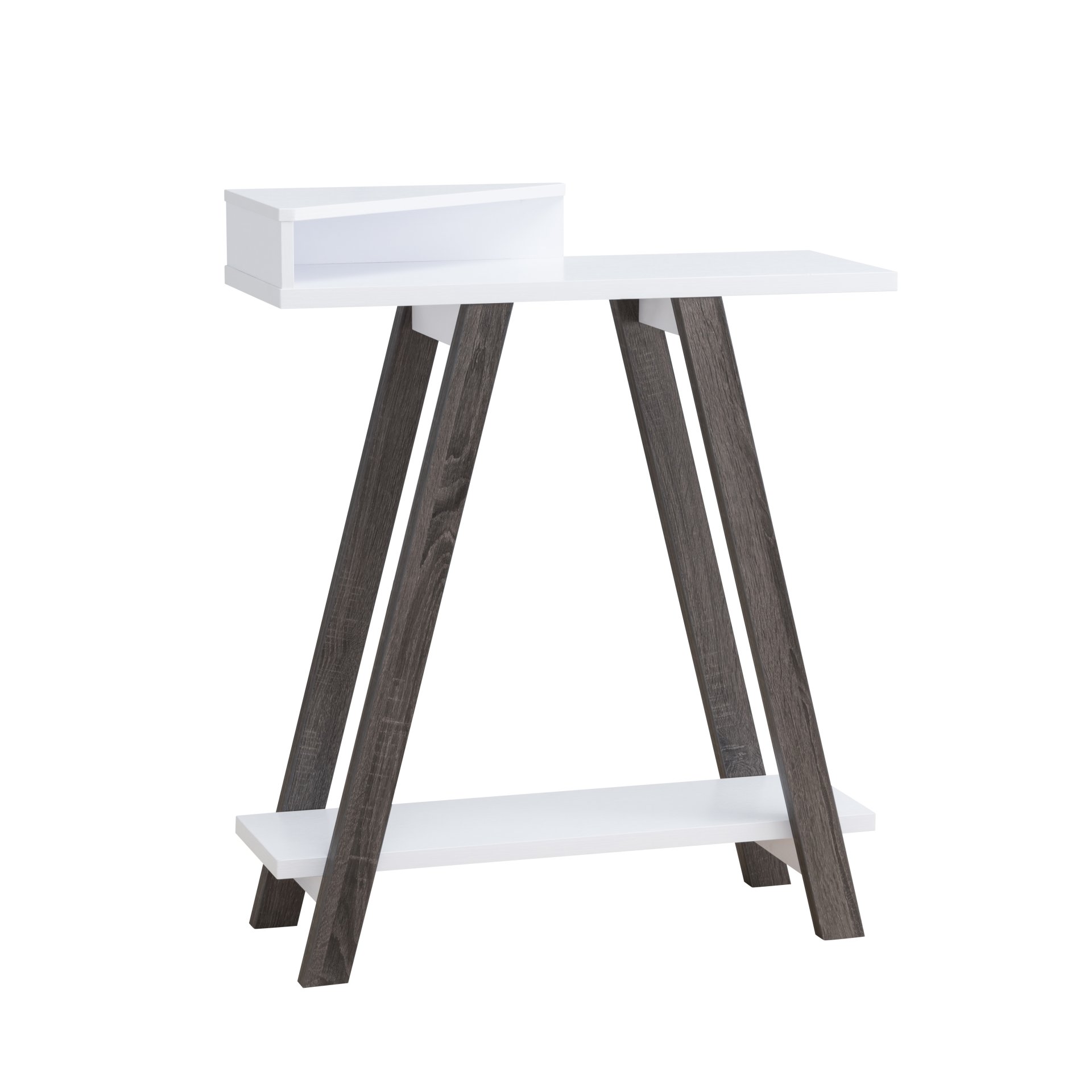 Contemporary Two Toned Console Table With Two Shelves - White / Gray - Image 3
