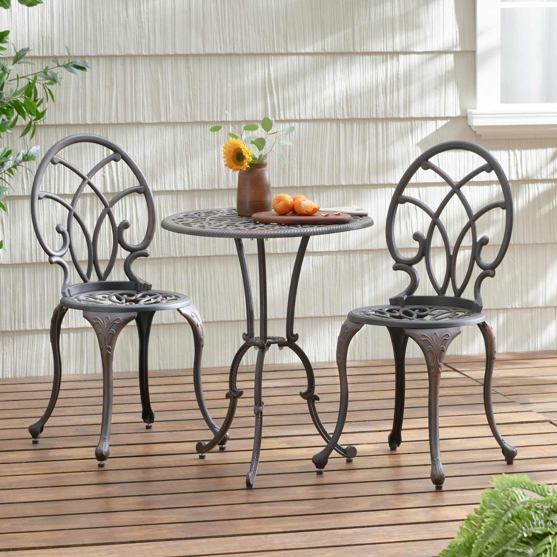 Charleston 3 Pieces Cast Bistro Set - Copper - Image 5