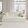 Oversized Loveseat Chaise Lounge Sectional Sofa Bed Corduroy Sleeper Sofa With 2 USB Ports, 2 Cup Holders And 2 Throw Pillows For Living Room And Bedroom - Beige - Image 8