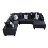 Modern U Shape Sectional Sofa, Velvet Corner Couch With Lots Of Pillows Included, Elegant And Functional Indoor Furniture - Black - Image 2