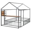 Full Size Bed House Frame With Desk, Shelves, Power Outlets And USB Ports - Black - Image 4