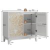 Vintage Carved Buffet Cabinet With Adjustable Shelves, Wooden Decorative Sideboard - White - Image 3