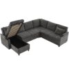 Sectional Sofa Versatile Sofa Bed Sofa Sleeper U - Shaped Sofa With Ample Storage Space, 2 Cup Holders And Charging Ports For Living Room - Beige Gray - Image 15
