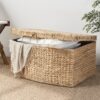 Rectangular Curve Water Hyacinth Woven Wicker Trunk With Handles For Clothes Toys Magazines And Book Storage - Natural / Light Brown - Image 4