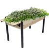 Raised Garden Bed With Metal Legs And Folding Storage Shelf For Outdoor Patio Deck Balcony - Black / Natural - Image 2
