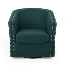 Modern Upholstered Swivel Club Chair With Nailhead Trim - Green