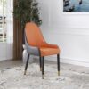 Modern Sponge-Filled Dining Chair, Solid Wood Metal Legs, Suitable For Restaurants, Living Rooms And Rooms (Set of 2) - Orange / Dark Brown - Image 4