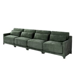 Ergonomic Chenille Four Seater Sofa With Lumbar Pillow Frame High Resilience Sponge - Green
