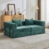 Convertible Floor Sofa Bed With Fixed Shape Frame, Loveseats Boneless Modular Sectional, For Living Room - Dark Green - Image 2