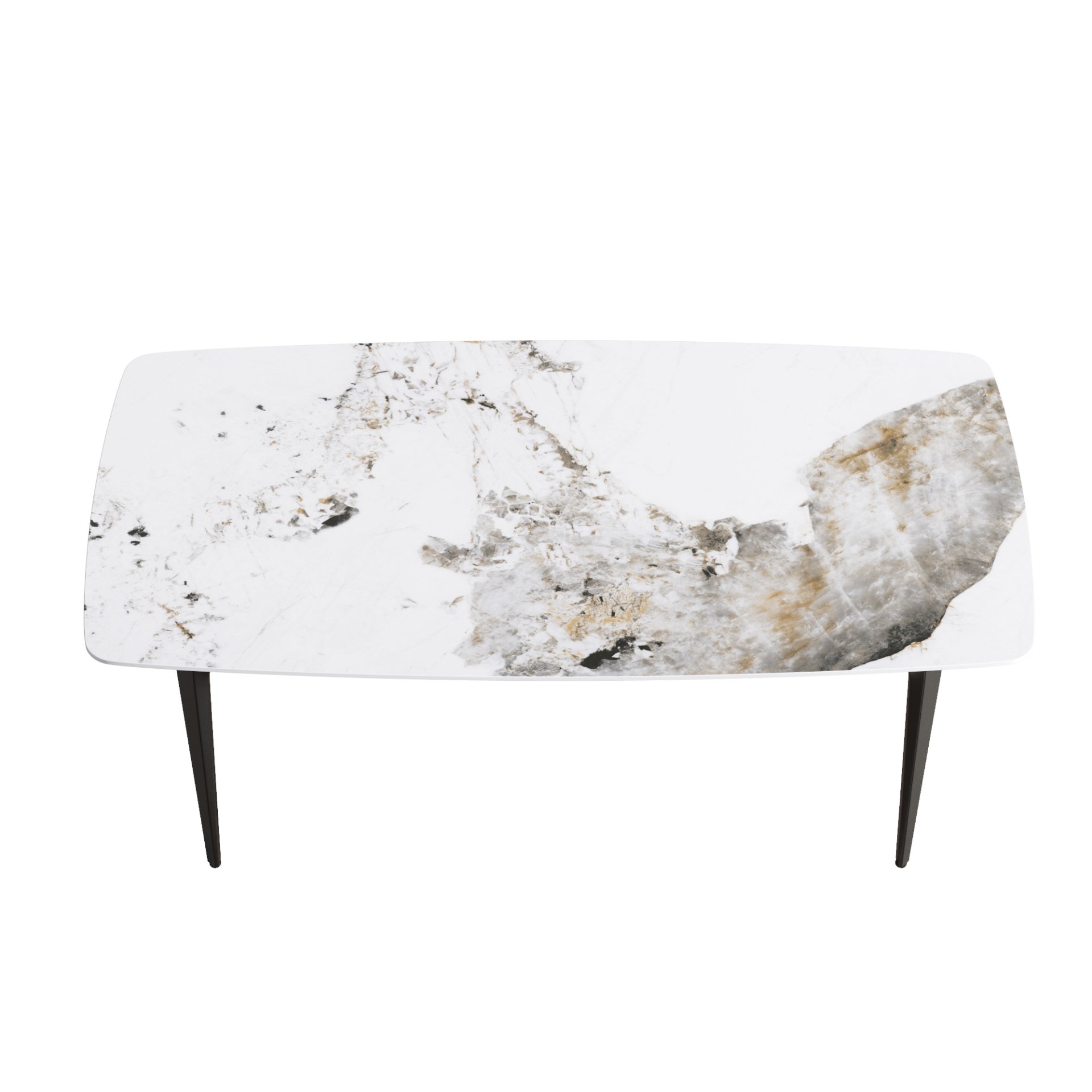 70.87" Modern Artificial Stone Pandora White Curved Black Metal Leg Dining Table - Antique White - Image 5