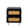 2 Drawer Rattan Nightstand For Bedroom And Living Room, End Table, Side Table With 2 Hand Made Rattan Decorated Drawers - Black - Image 7