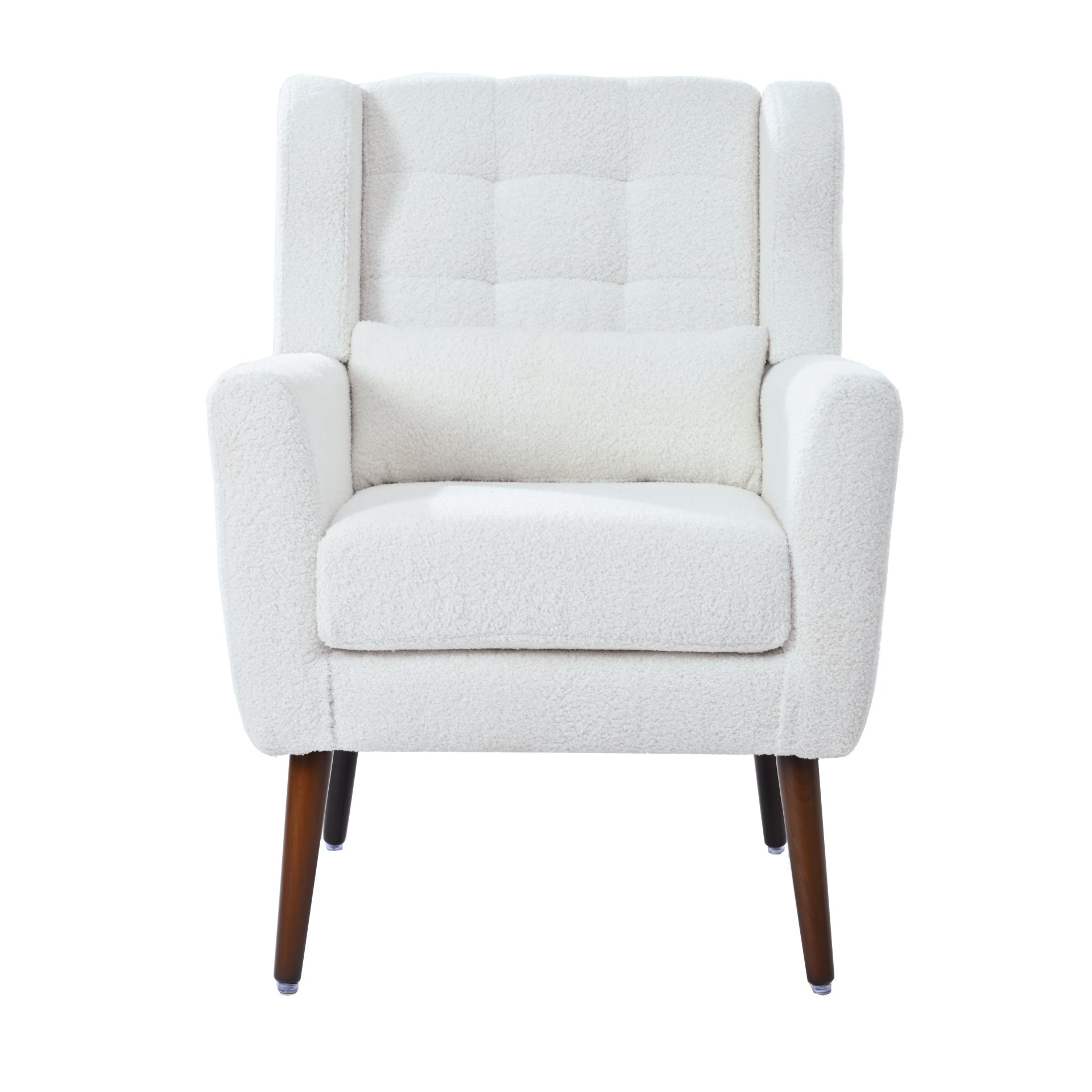 Modern Accent Chair, Teddy Fabric Living Room Chairs Comfy Reading Chair, Mid Century Accent Chair, Lounge Arm Chairs Armchair For Living Room Bedroom - White - Image 11