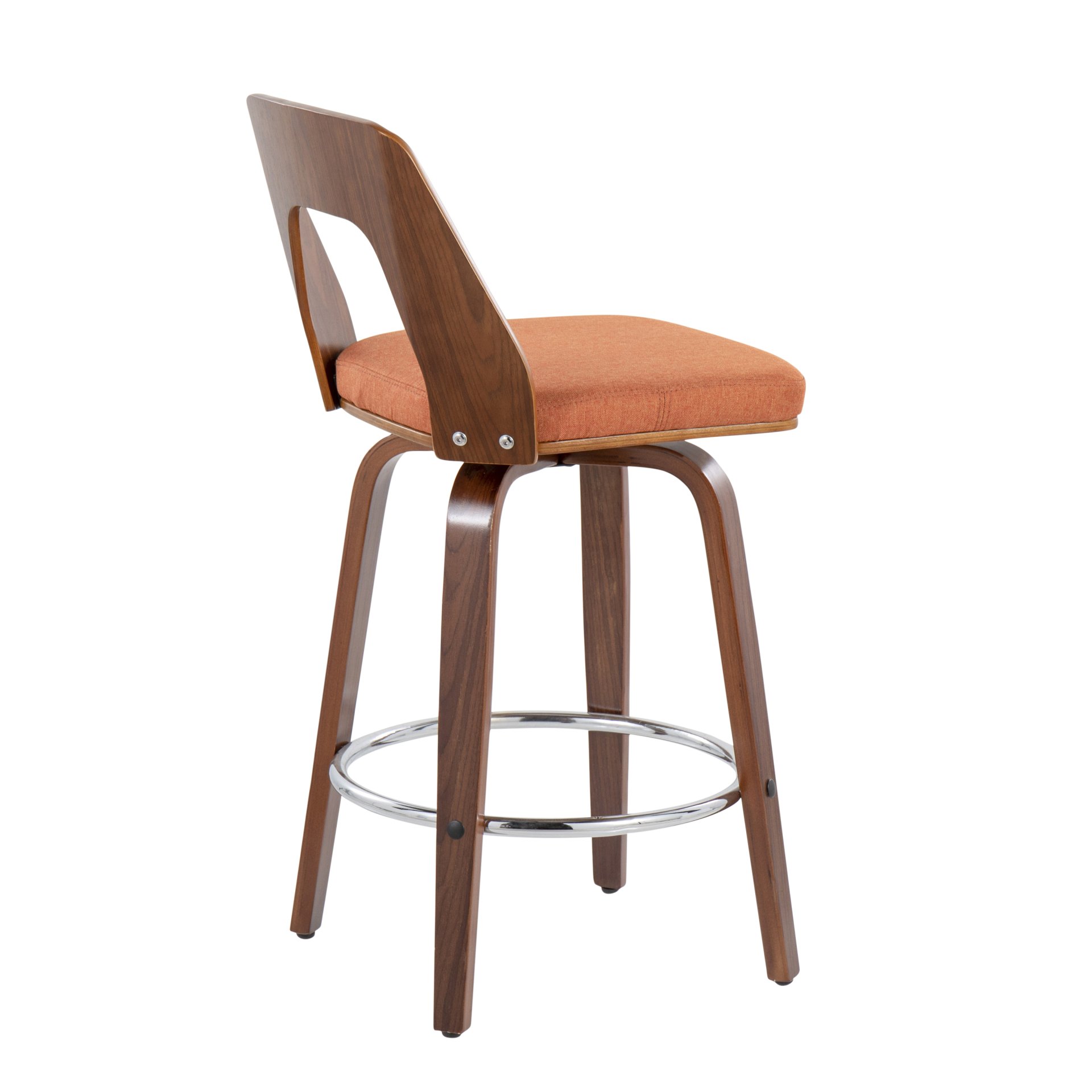 Trilogy - Mid-Century Modern Counter Stool (Set of 2) - Walnut / Orange - Image 4