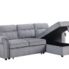 Ashton - Velvet Fabric Reversible Sleeper Sectional Sofa Chaise - Gray - Image 4