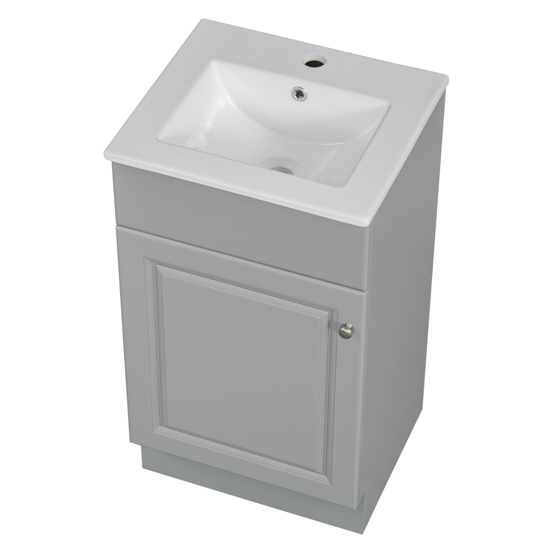 Bathroom Vanity With Sink, Vanity Cabinet With Door Shelf And Adjustable Shelf - Gray - Image 13