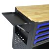 4 Drawers Multifunctional Tool Cart With Wheels And Wooden Top - Black / Blue - Image 4