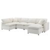 Modern Modular Cloud Sofa Bed, 6 Seat Chenille Sectional Couch Set With Ottoman, Free Combination, Convertible U Shaped Sleeper Sofa - Beige - Image 4