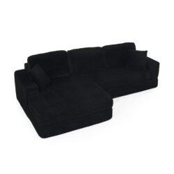 Modern Minimalist L Shape Modular Sectional Sofa Bed With - Black
