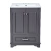 Bathroom Vanity With Ceramic Sink Combo, Modern Freestanding Storage Cabinet With Silver Handles, Soft Closing Doors - Blue Gray - Image 9