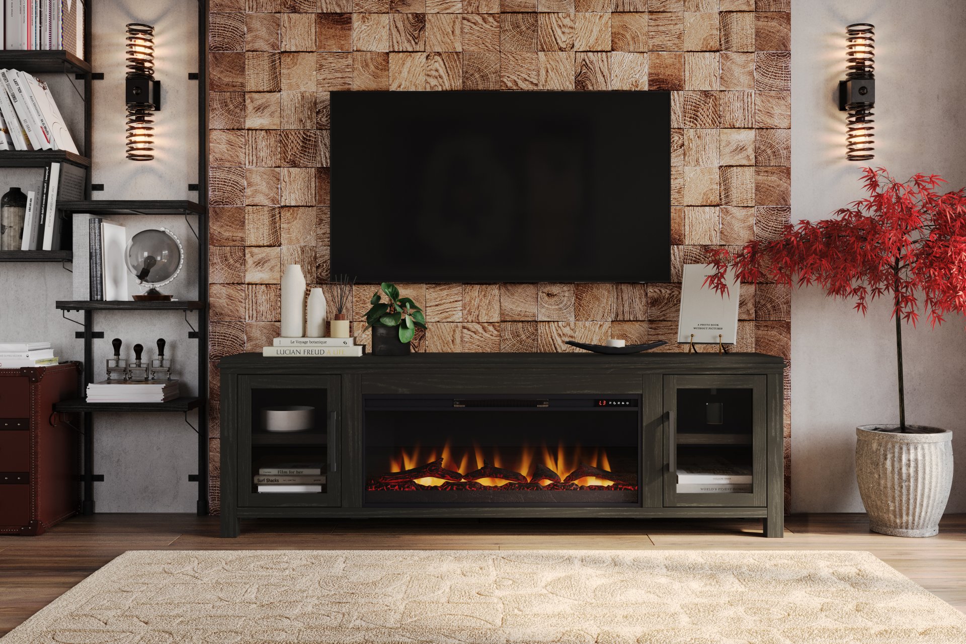 Tybee - Electric Fireplace TV Console For TVs Up To 95" - Clove - Image 3