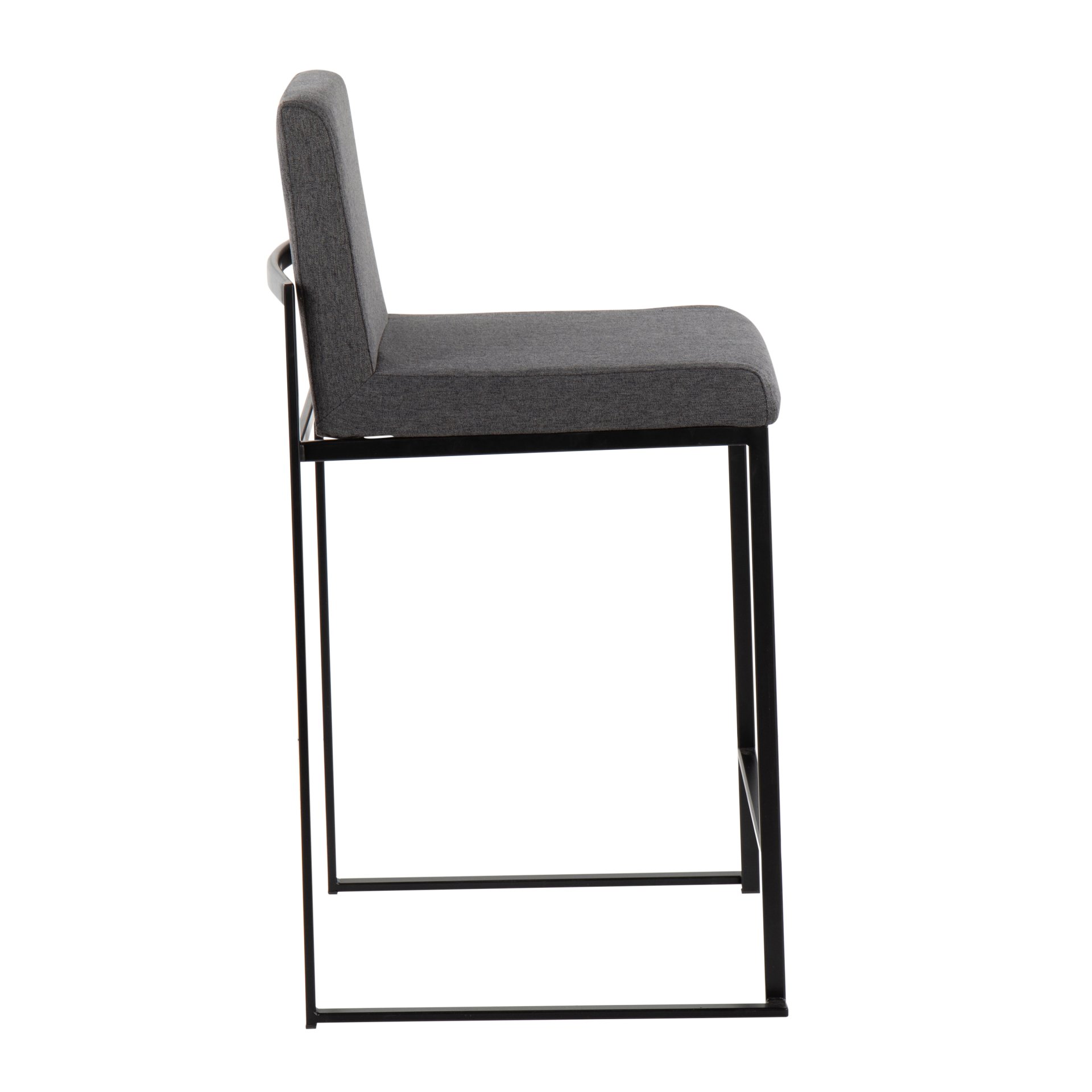 Fuji - Contemporary High Back Counter Stool (Set of 3) - Black / Charcoal - Image 3