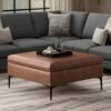 Rebecca - Coffee Table Storage Ottoman With Lift Up Lid - Brown - Image 5