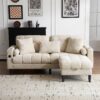 3 Seat L-Shaped Chenille Sofa With Removable And Storage Ottoman, Side Storage, And USB / C - Type Charging Ports Sofa For Living Room, Bedroom, Apartment - Beige - Image 2