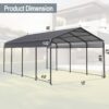 Metal Carport 12 X 20 Ft Heavy Duty With Galvanized Steel Roof Metal Garage Canopy With Galvanized Steel Roof & Frame Car Tent Outdoor Storage Shed For Car Boats And Truck - Alabaster / Dark Gray - Image 3